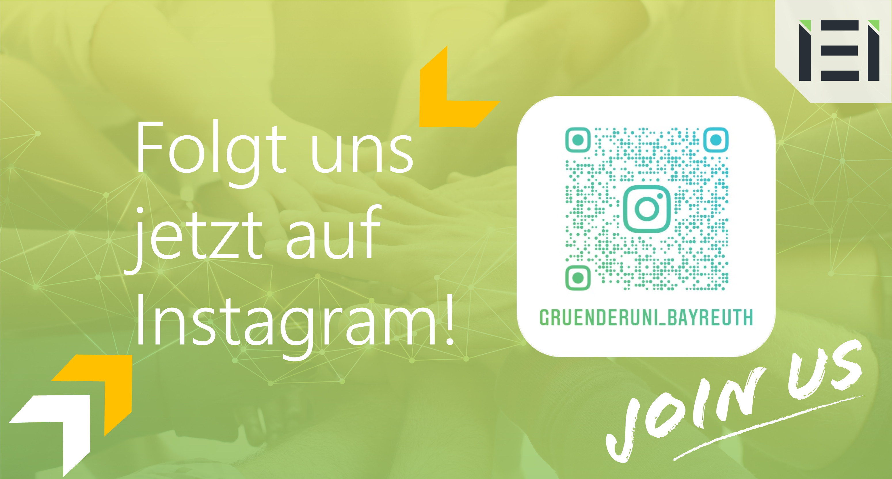 Das Institut für Entrepreneurship findet man jetzt auch bei Instagram. Suche nach gruenderuni_bayreuth.